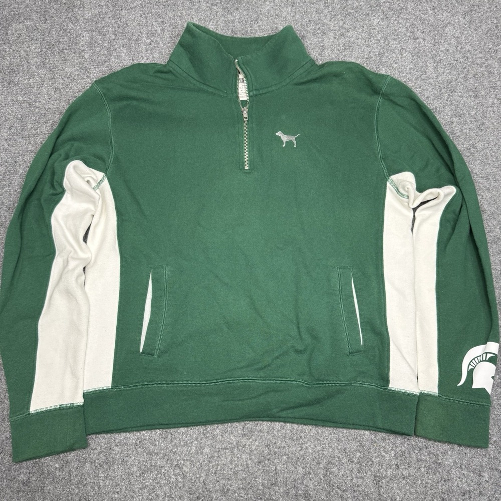 Victoria's Secret PINK Collegiate Women's MSU Green Quarter Hoodie  Size M